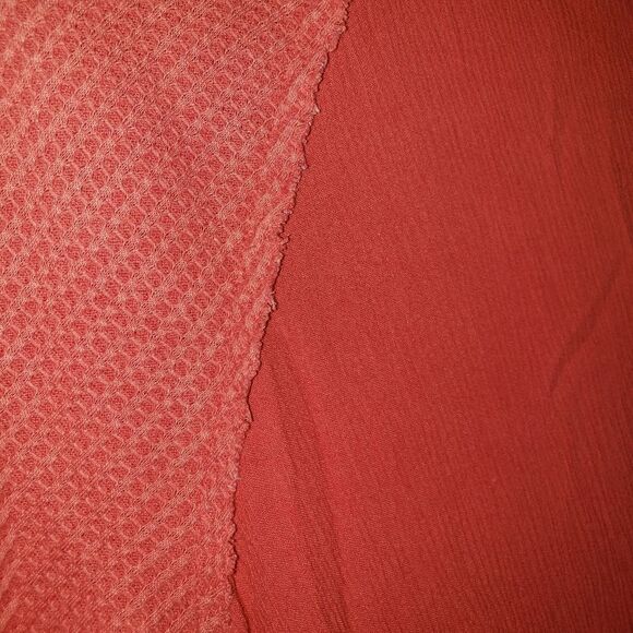 SOFT SURROUNDINGS RED ORANGE WAFFLE KNIT & COTTON SHIRT 3/4 SLEEVES SIZE MEDIUM - Picture 2 of 5